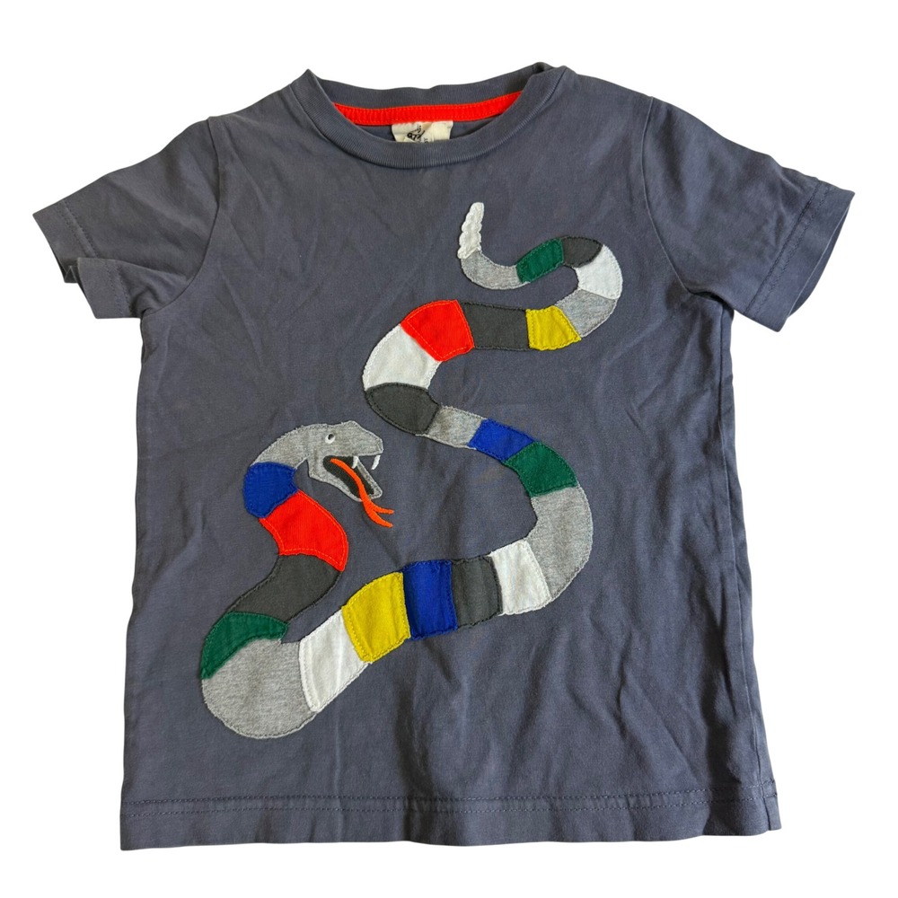 Mini Boden gray multi color snake short sleeve appliqué t shirt boys 2-3 years